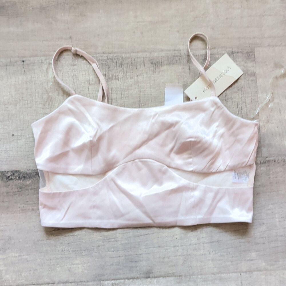 ​NWT Hot & Delicious Satin Crop Top Women Size S Champagne Pink Cami Bralette